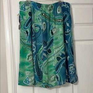 Notations Green and Blue Paisley Skirt